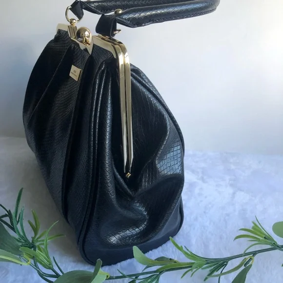 LuLu By LuLu Guinness Reptile Faux Leather Crossbody Bag, Black - Picture 4 of 12